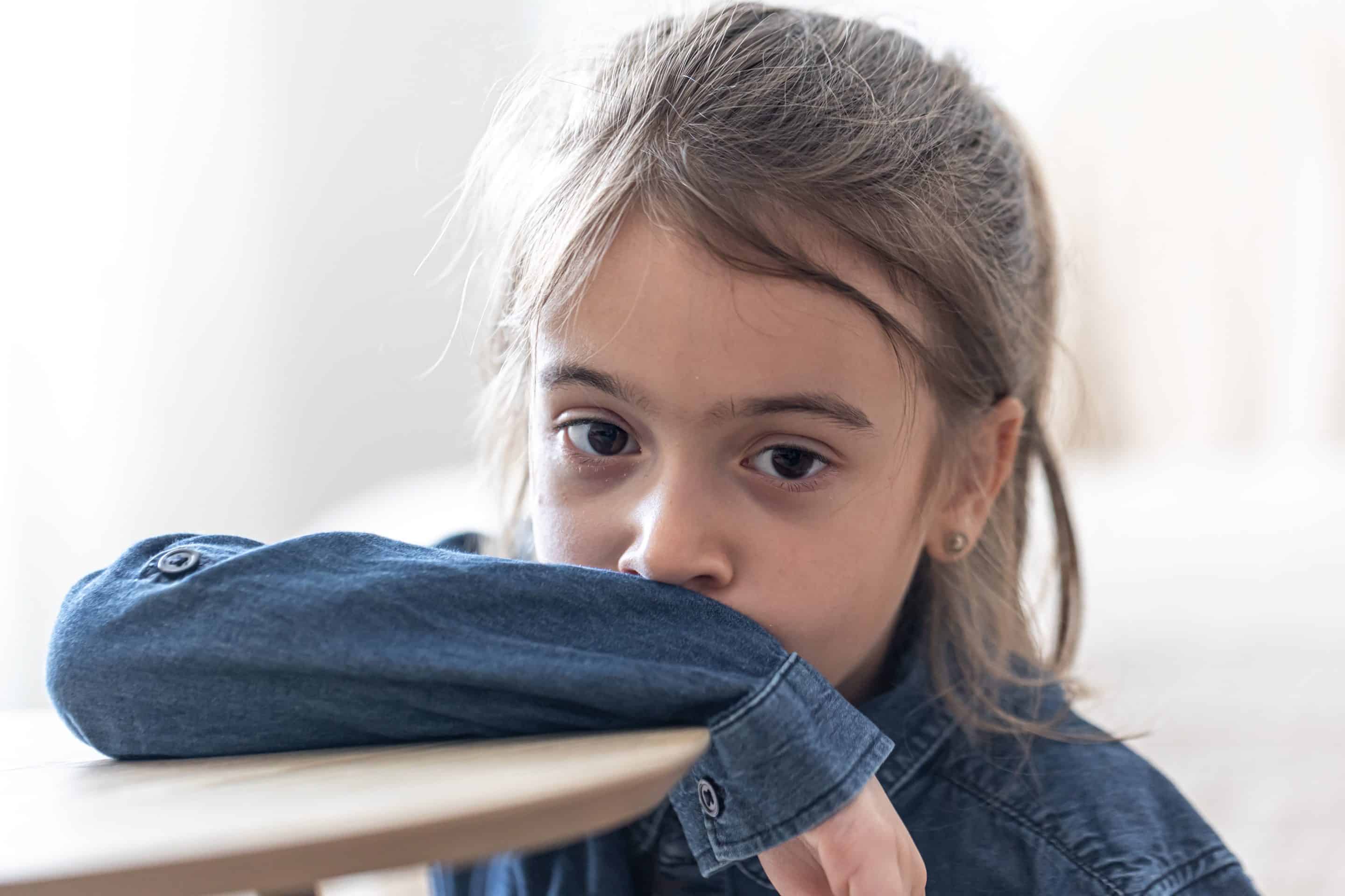 Portrait of a cute little girl, primary school girl.